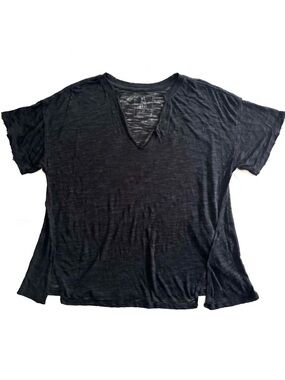 We The Free Burnout Oversized Shirt Lightweight Split V Neck Raw Edges Women’s S